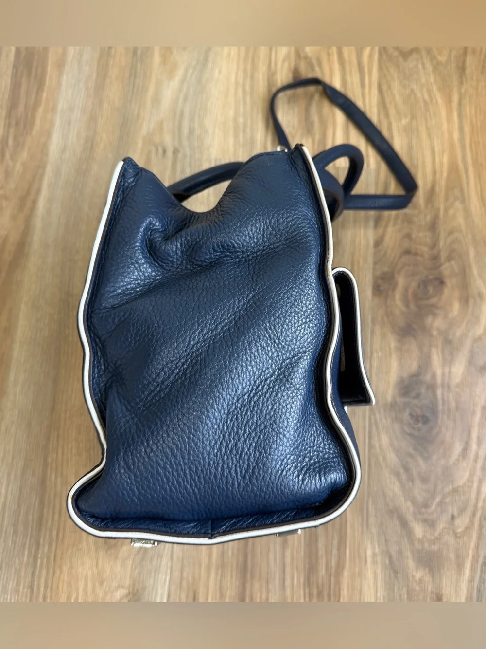 Michael Kors Audrey Large Navy Pebbled Leather Satchel Shoulder Bag